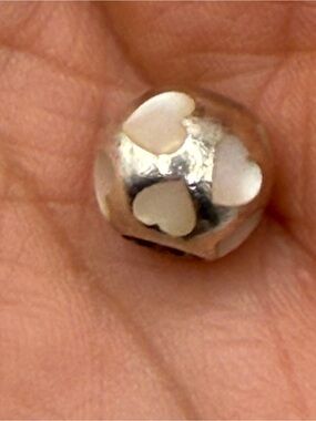 Authentic Pandora SSilver Mother Pearl 'LOVE ME' Charm Bead